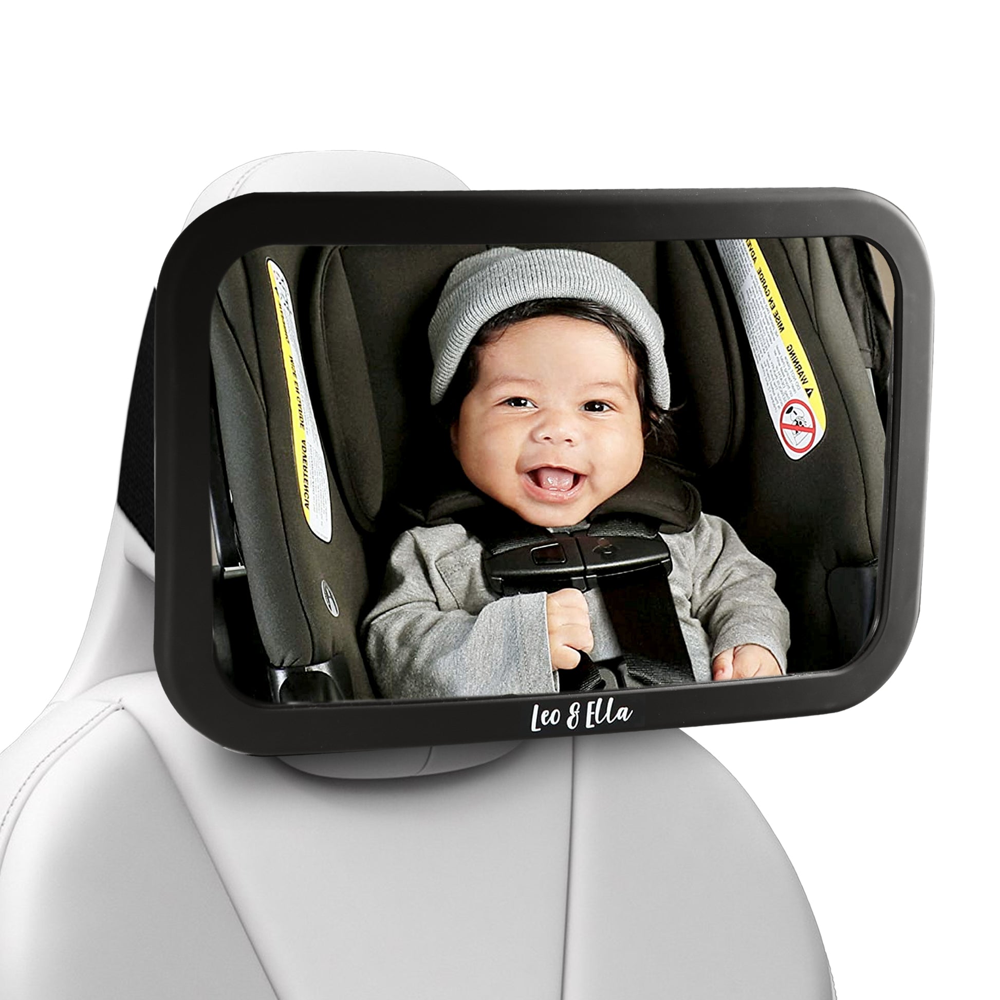 Leo&Ella Large Tesla Baby Car Mirror for Fixed Headrest, Extra Wide Vi