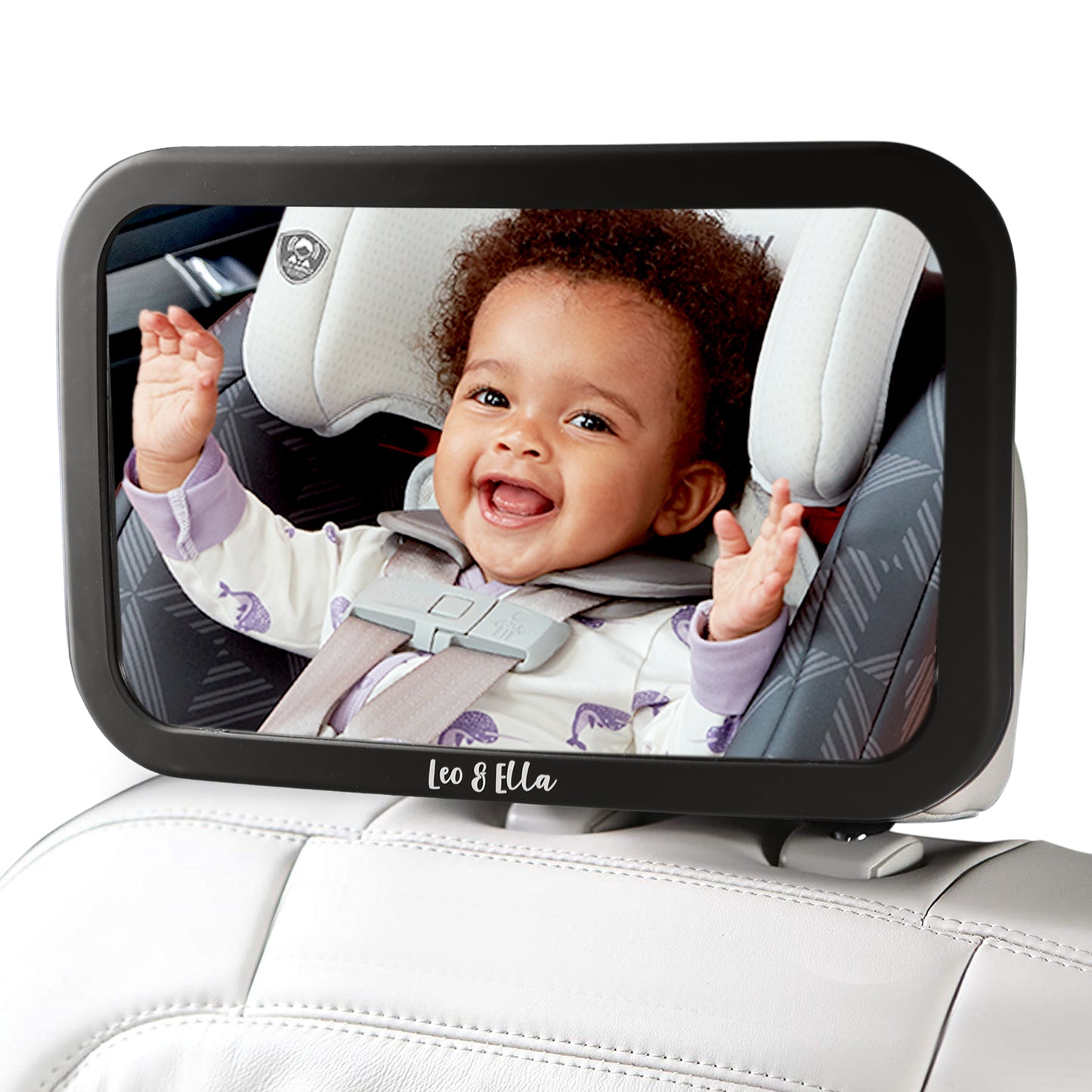 Leo&Ella Small Baby Car Mirror, Extra Wide View of Baby in Rear-Facing Carseat